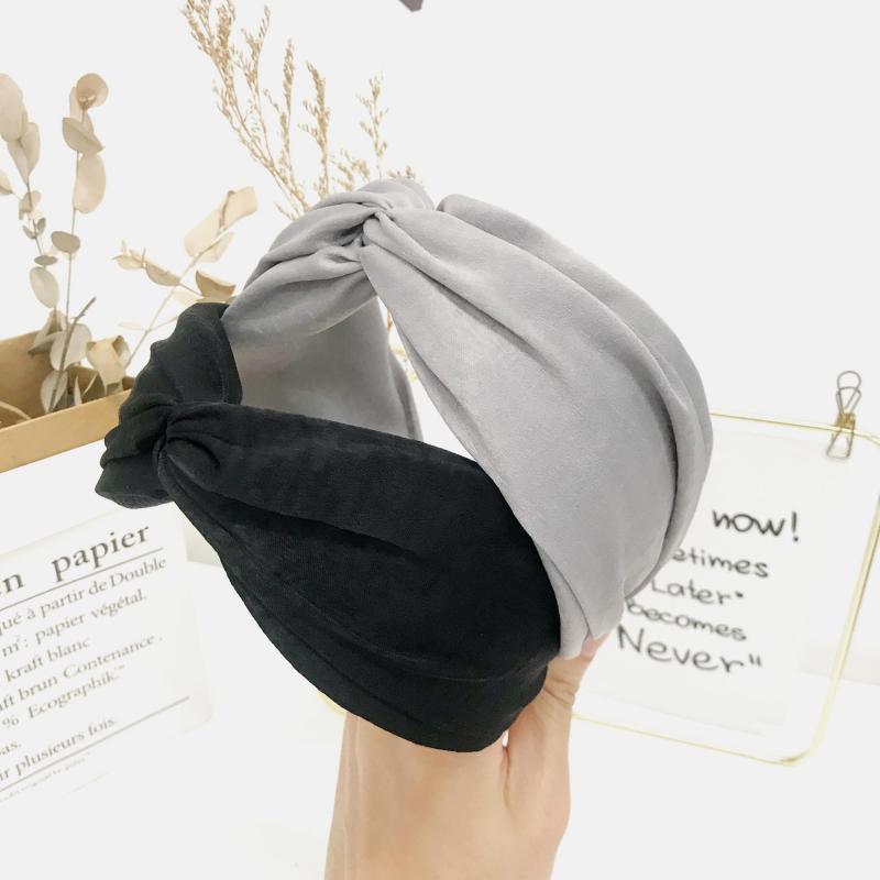 Women's Satin Cross Knotted Wide Headband Solid Hair Accessories