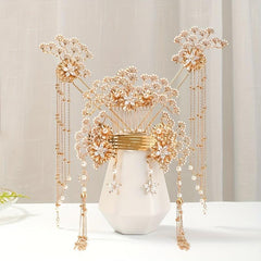 Alloy Leaf Pearl Hair Comb Crystal Inlaid Bridal Insert Comb