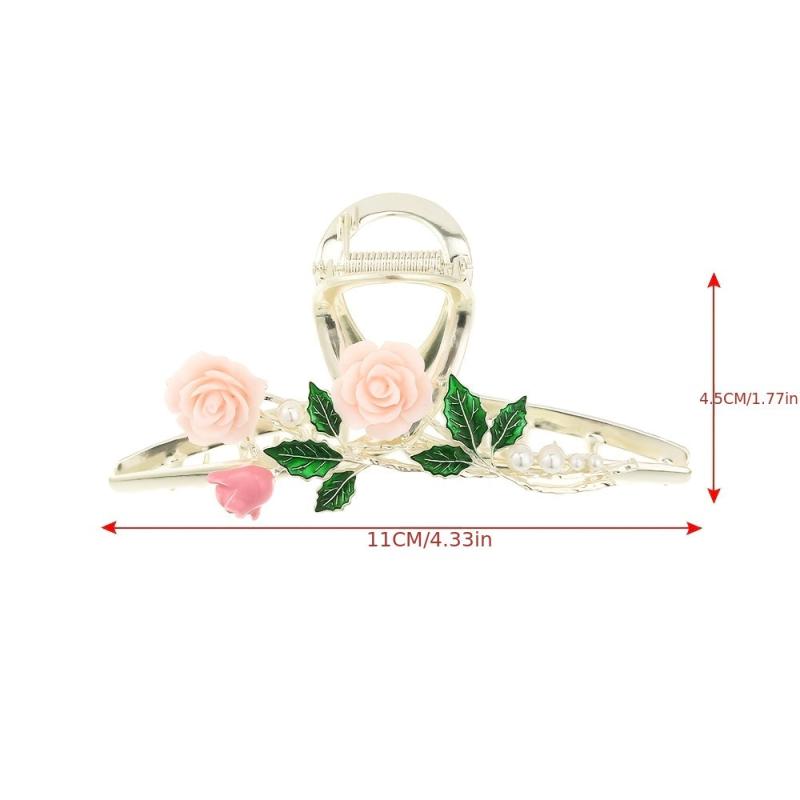 Rose Hair Claw Clip Pearl Metal Hair Clip For Women Girls Ladies Hair Accessorie