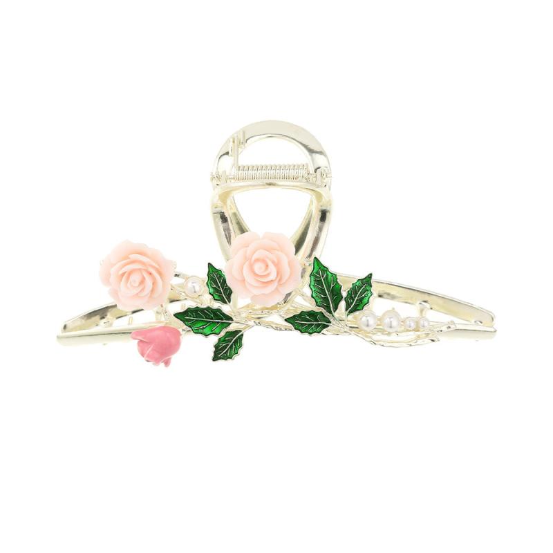 Rose Hair Claw Clip Pearl Metal Hair Clip For Women Girls Ladies Hair Accessorie