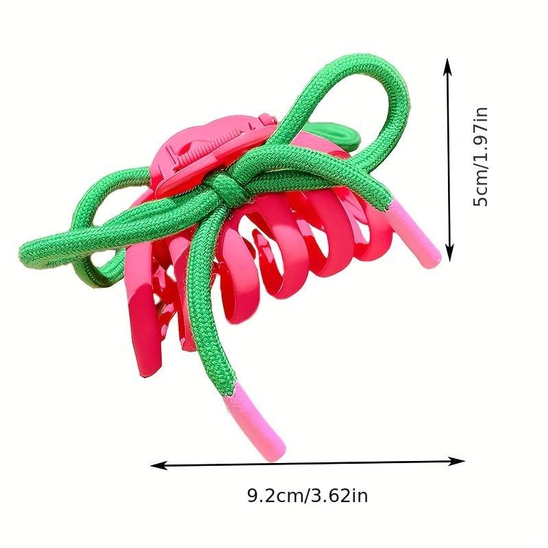 Hollow Hair Claw with Colorful Shoelace Non-slip Ponytail Holder
