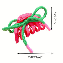 Hollow Hair Claw with Colorful Shoelace Non-slip Ponytail Holder