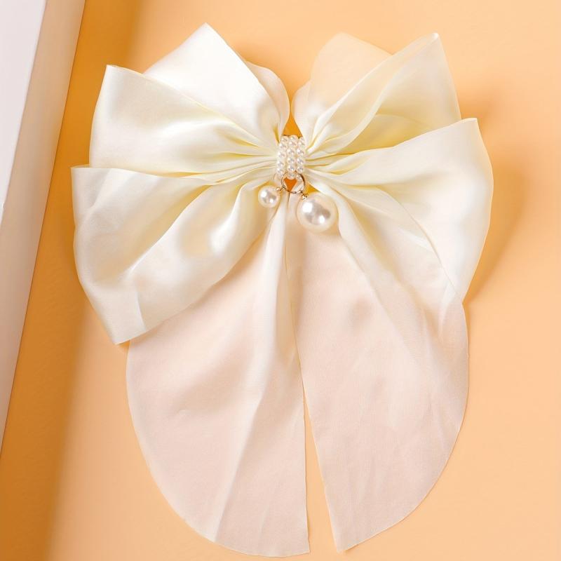Large Satin Bow Hair Clip French Barrette Ponytail Women Accessories