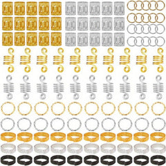 170pcs Hair Braid Dreadlock Beads Cuffs Clips Spiral Braid Hair Extension