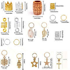 170pcs Hair Braid Dreadlock Beads Cuffs Clips Spiral Braid Hair Extension