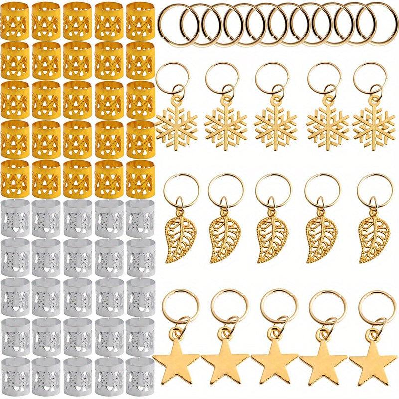 170pcs Hair Braid Dreadlock Beads Cuffs Clips Spiral Braid Hair Extension