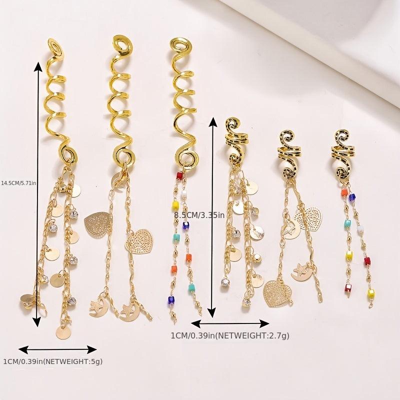 Golden Pendant Hair Jewelry for Braids Tassels Loc Accessories