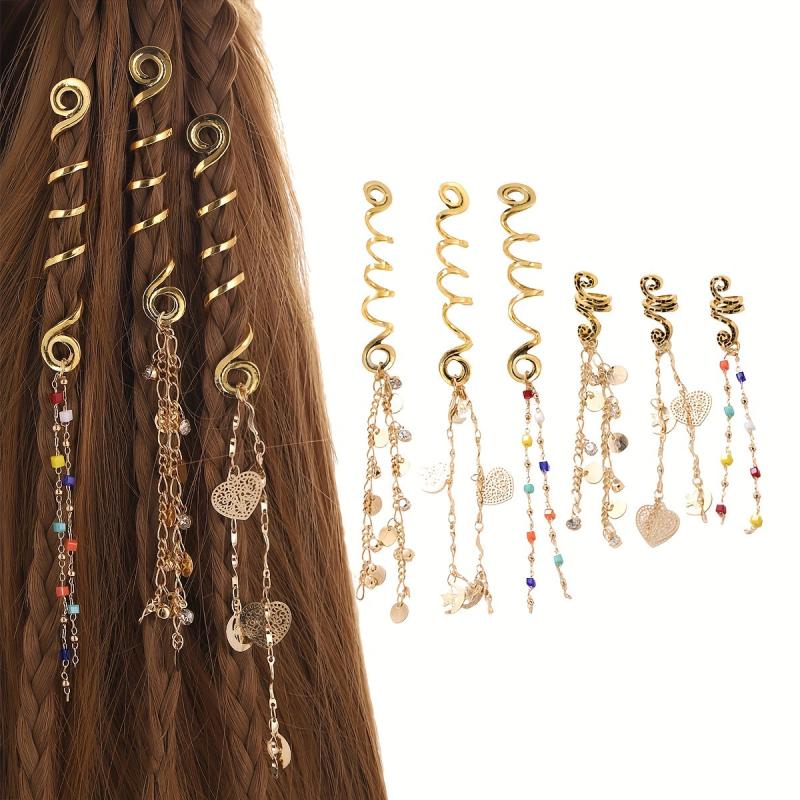 Golden Pendant Hair Jewelry for Braids Tassels Loc Accessories