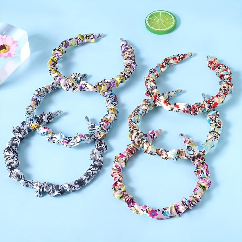Floral Pattern Headband Colorful Hair Band Flower Printed Hair Band