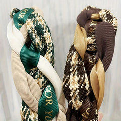French Knotted Headband for Women Twist Braided Hairband Block Hair Accessories