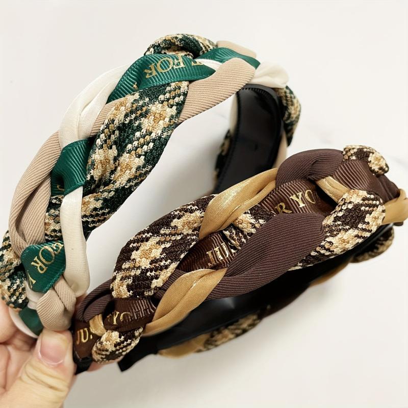 French Knotted Headband for Women Twist Braided Hairband Block Hair Accessories