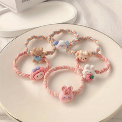 Cartoon Animal Hair Tie Two Tone Braided Hair Rope Elastic Hair Accessories