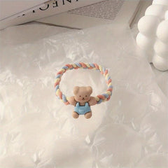 Cartoon Animal Hair Tie Two Tone Braided Hair Rope Elastic Hair Accessories