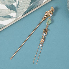 Hanfu Hairpin Faux Pearl Jade Tassel Hair Pin Vintage Chinese Style Cheongsam