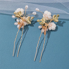 Faux Pearl Flower Hair Pin Floral Hair Accessories