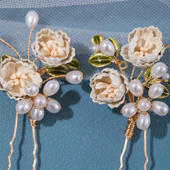 Faux Pearl Flower Hair Pin Floral Hair Accessories