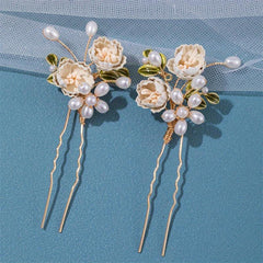 Faux Pearl Flower Hair Pin Floral Hair Accessories