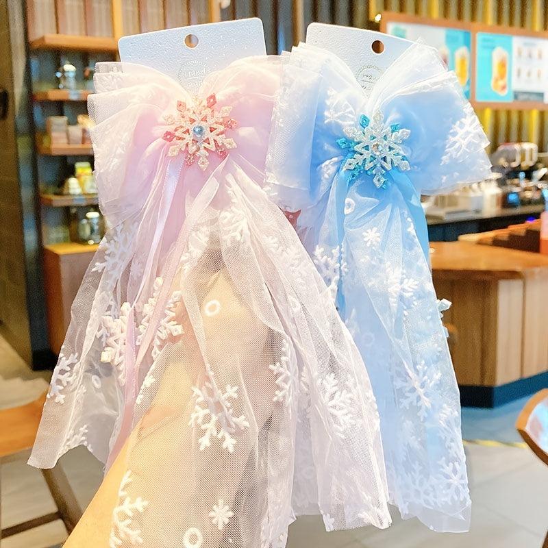 Princess Bow Snowflake Hair Clip Ornaments Big Bow Costume Accessories