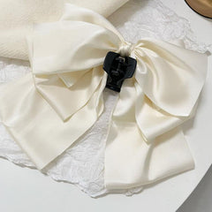 Streamer Ribbon Big Bow Hair Clip French Solid Party Hair Clip
