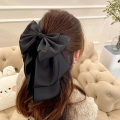 Streamer Ribbon Big Bow Hair Clip French Solid Party Hair Clip