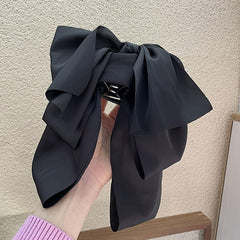 Streamer Ribbon Big Bow Hair Clip French Solid Party Hair Clip