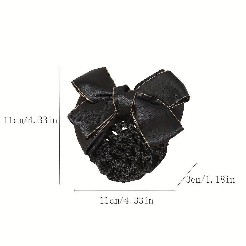 Bowknot Decor Snood Net Barrette Silk Hair Clip Accessory