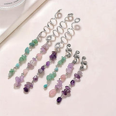 6pcs Spiral Hair Pin with Stone Tassel - Hair Coil Ring for Women Girls