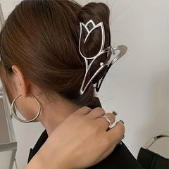 Alloy Tulip Hair Claw Clip Vintage Non Slip Grip Hair Jaw Clip