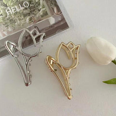 Alloy Tulip Hair Claw Clip Vintage Non Slip Grip Hair Jaw Clip