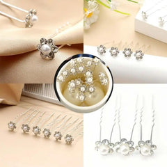 Glitter Rhinestone Hairpin Pearl Hair Stick Wedding Accessories
