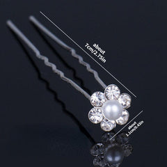 Glitter Rhinestone Hairpin Pearl Hair Stick Wedding Accessories