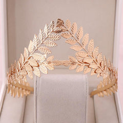 Golden Floral Tiara Botanical Bridal Tiara Rhinestone Tiara Bridal Crown