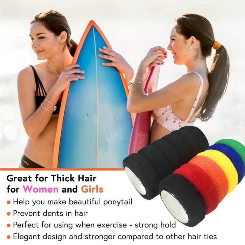 12 PCS Large Hair Bands High Elasticity Hair Rope Thick Hair Ponytails Holder