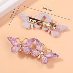 2pcs Y2K Gradient Butterfly Hair Clips, Acrylic Hair Accessories for Women