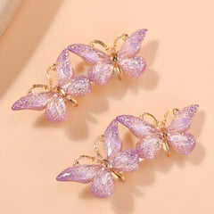2pcs Y2K Gradient Butterfly Hair Clips, Acrylic Hair Accessories for Women