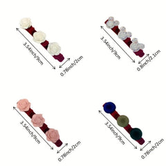 4pcs Rose Cartoon Head Hair Clips Hairpin Hair Accessories