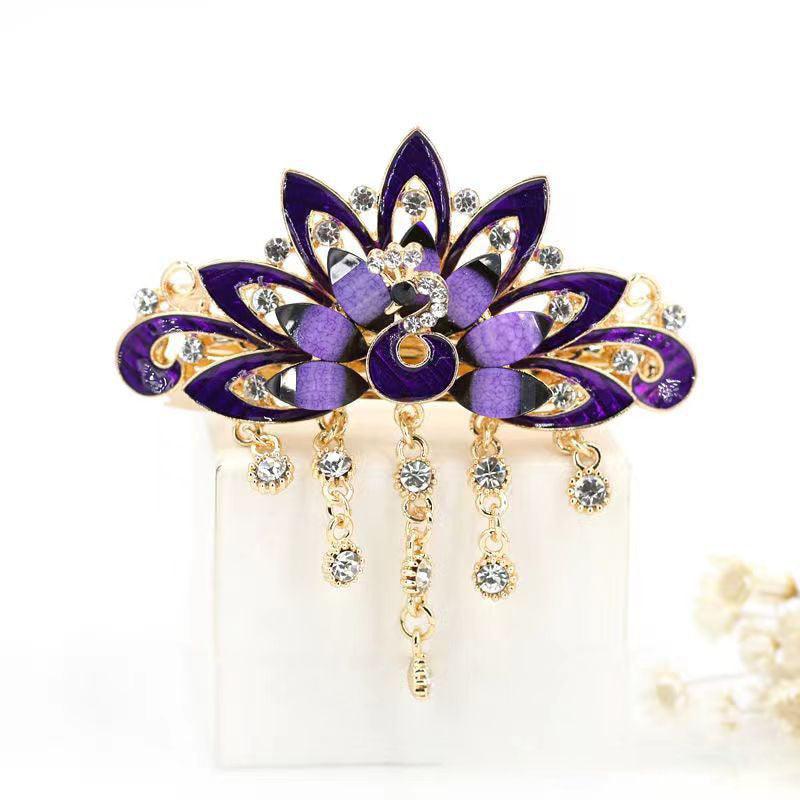 Chinese Style Vintage Peacock Rhinestone Tassel Hair Clip
