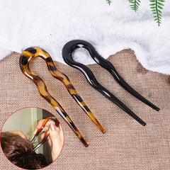 Vintage Resin U Hairpin Ponytail Holder Hair Accessories