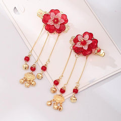 Vintage Chinese Style Hanfu Hairclip Flower Leaf Tassel Hairpin