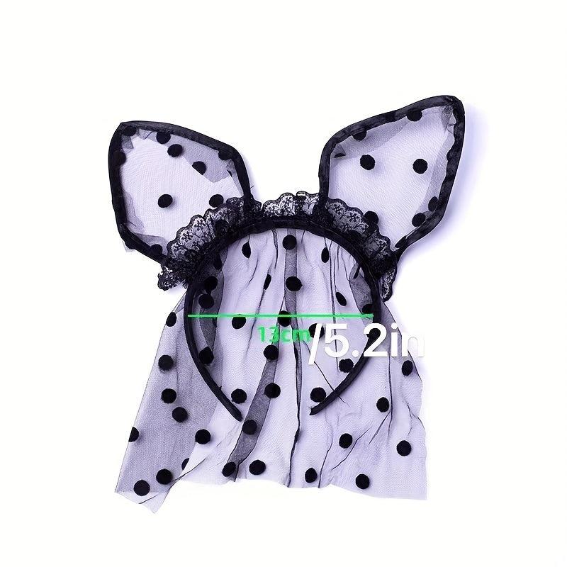 Bunny Ears Lace Headband Veil Hair Band Women Halloween Hair Accessories