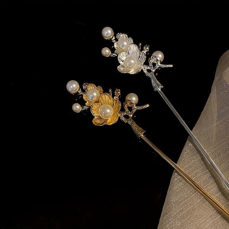 Metal Vintage Hairpin Faux Pearl Hair Stick Hairpin