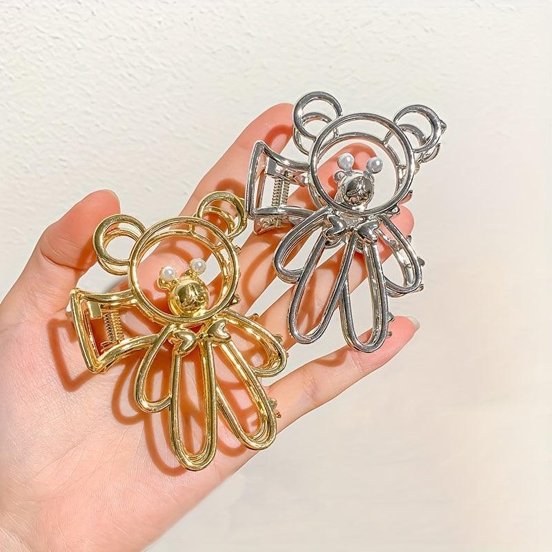 Alloy Bear Hair Claw Clip Non Slip Strong Hold Grip Hair Jaw Clip For Thick Hair