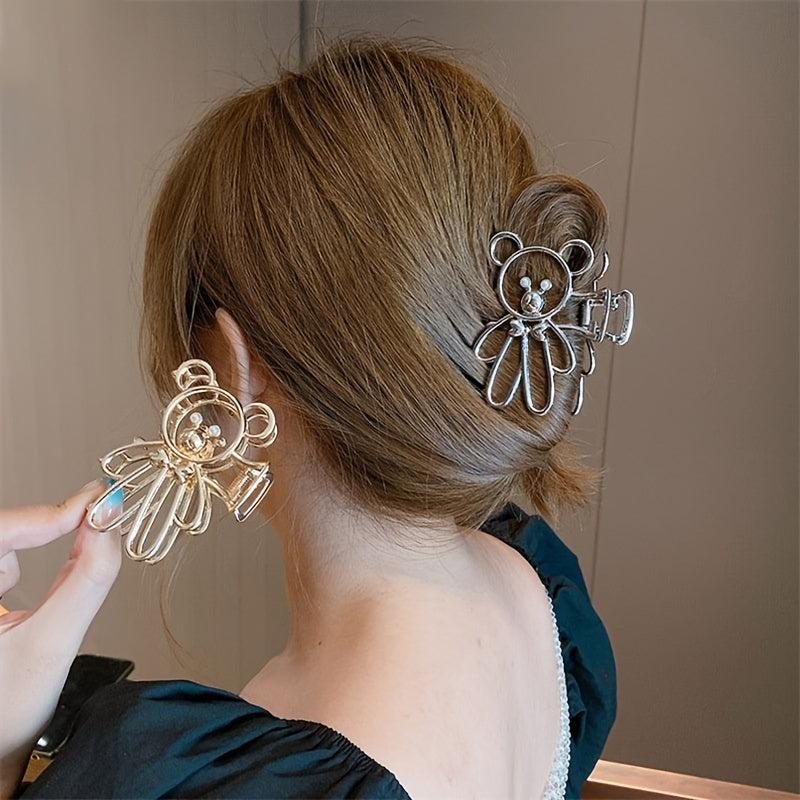 Alloy Bear Hair Claw Clip Non Slip Strong Hold Grip Hair Jaw Clip For Thick Hair