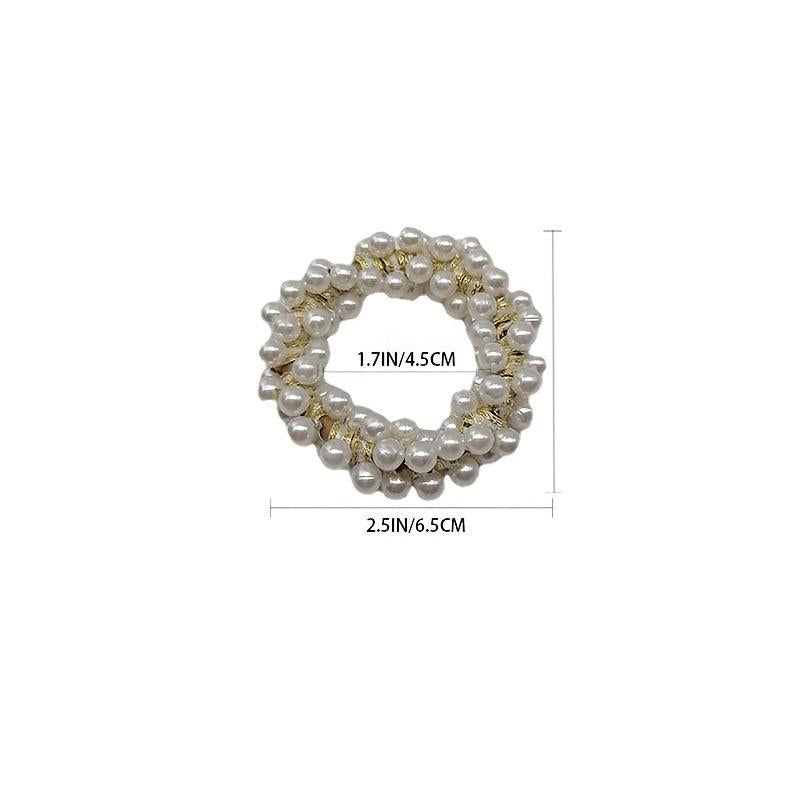 5 PCS Faux Pearl Hair Tie Ponytail Hair Rope Head Jewelry Hair Accessories