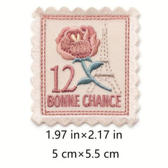 3pcs Retro Stamp Embroidery Self-adhesive Patch Clothing DIY Sticker
