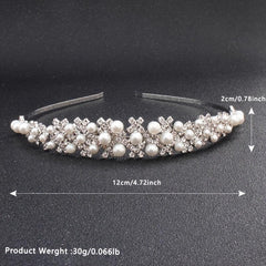 High-end Pearl Rhinestone Bridal Headdress Hair Hoop