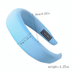 Solid Padded Headband Fabric Puffy Sponge Thick Wide Hairband Vintage Hair