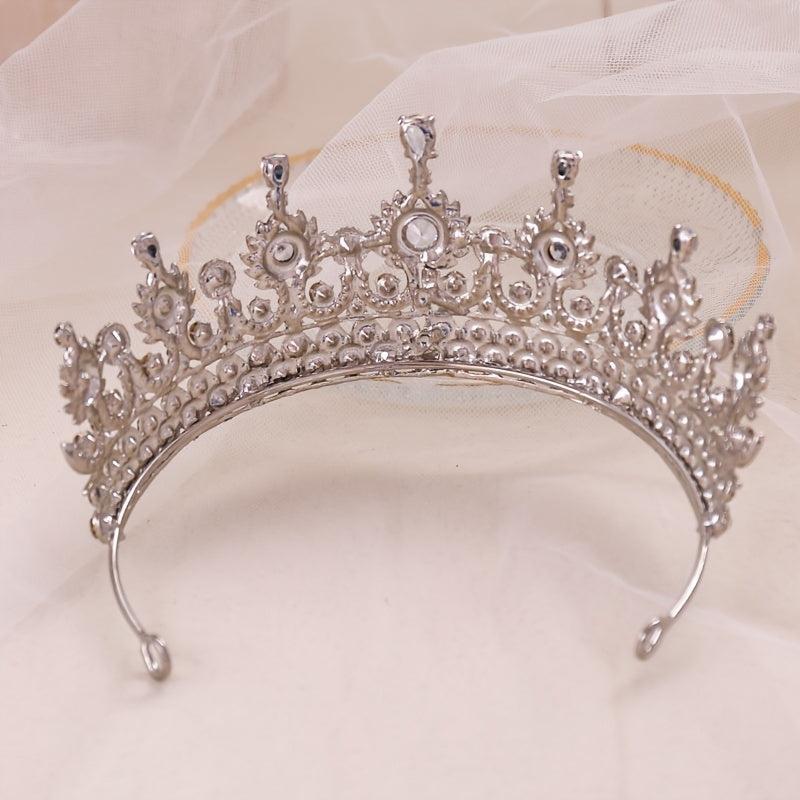 Rhinestone Crystal Wedding Crown Queen Flowers Bride Headwear