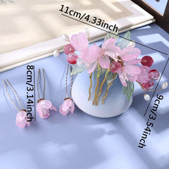 Vintage Chinese Style Hair Comb Flower Leaf Hairpin