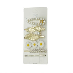 Daisy Flowers Faux Pearl Hair Clip Pin Rhinestone Metal Hair Accessories